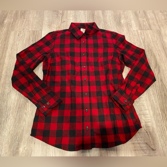 L.L. Bean Tops - L.L. Bean Women’s Red & Black Buffalo Plaid Wool Blend Button-Up Size XS